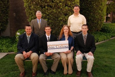 2010 Challenge Team--pictured (left to right): Alex Steer, Dustin Phipps, Dare Shepherd, Curtis Rhoderick. Back row, coaches Dr. Mike McGilliard and Dr. Mark Hanigan.