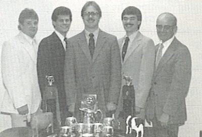 1985 Team A--Mike Rater, Brian Kelley, Mark Clark, Brad Knight, Dr. Etgen