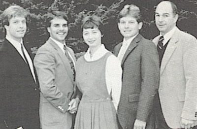1987 Team A--Scott Carson, Mark Newbill, Lacie Hazlegrove, David Custard, Dr. Barnes