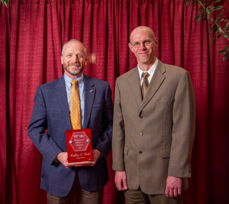 Geoffrey Dahl, the Department of Dairy Science's Distinguished Alumnus in Academia, pictured with Dr. Ben Corl, Interim Department Head.