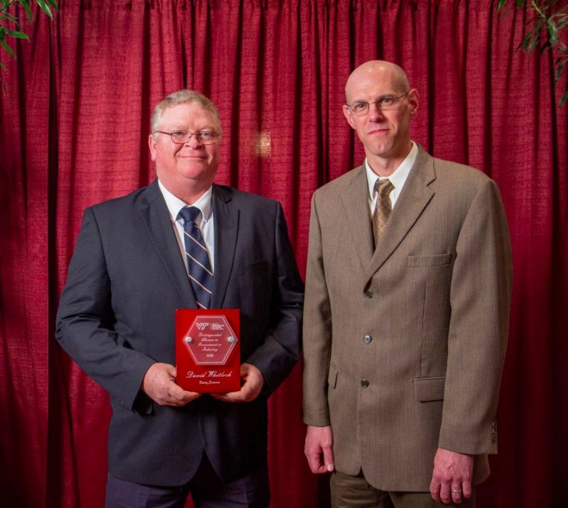 David Whitlock, the Department of Dairy Sciences’ Distinguished Alumnus in Government or Industry, pictured with Dr. Ben Corl, Interim Department Head.