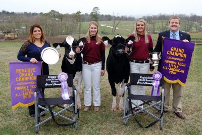 L-R: Katie Albaugh, Judge; Shelby Iager, Reserve Grand Champion; Kayla Umbel, Grand Champion; and Eric Paulson, Executive Secretary and Treasurer, Virginia State Dairymen's Association