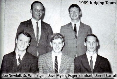 1969 Judging Team-Joe Newbill, Dr. William Etgen, Dave Myers, Roger Barnhart, Darrell Carroll