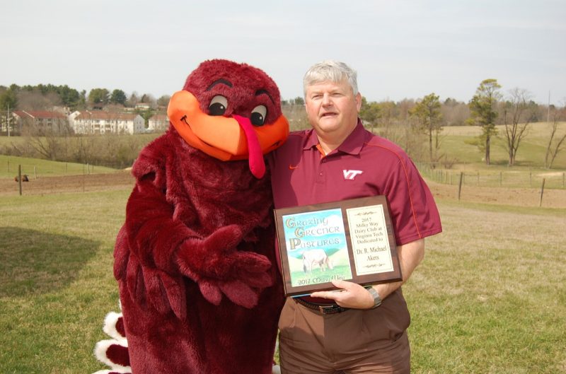 Dr. Mike Akers with the Hokie Bird