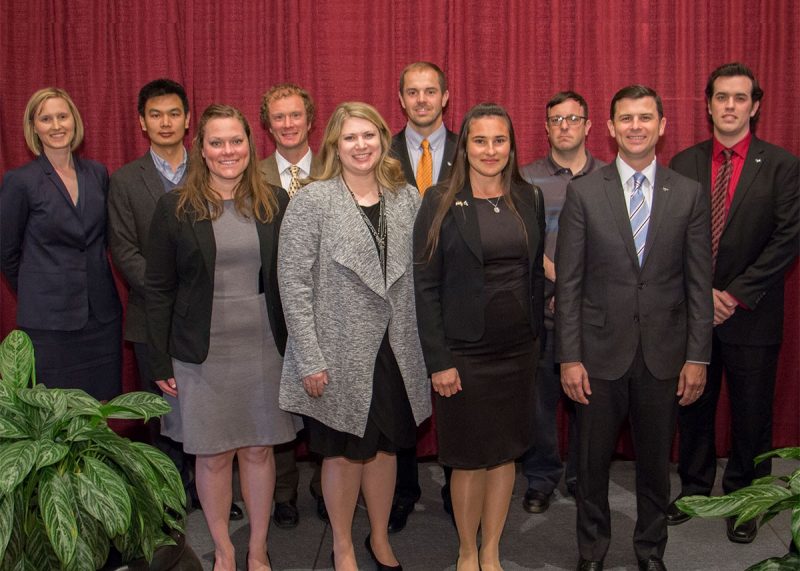 Joseph McFadden (back row, far right) pictured with all CALS Outstanding Departmental Recent Graduate Alumni.